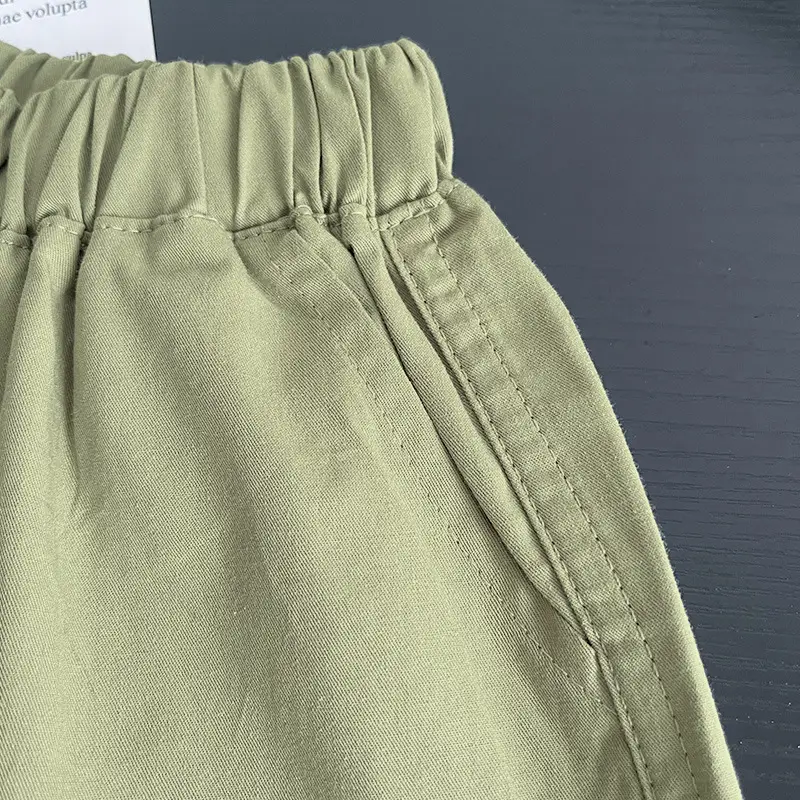 Children Summer Shorts Set Olive Green Cartoon Print — feature 14