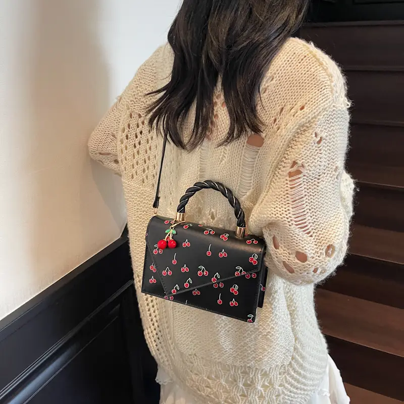 Pink Cherry Print Women Shoulder Bag 2025 - Image 7