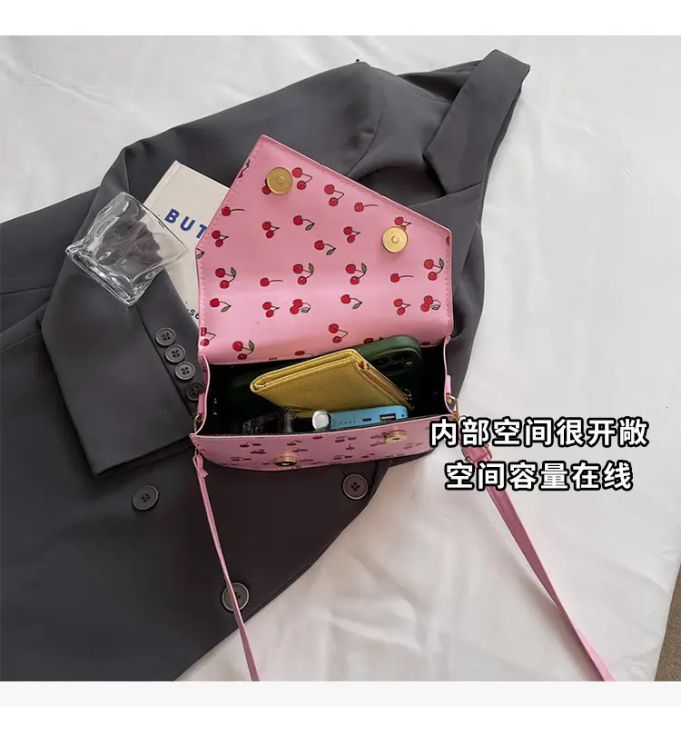 Pink Cherry Print Women Shoulder Bag 2025 — feature 10