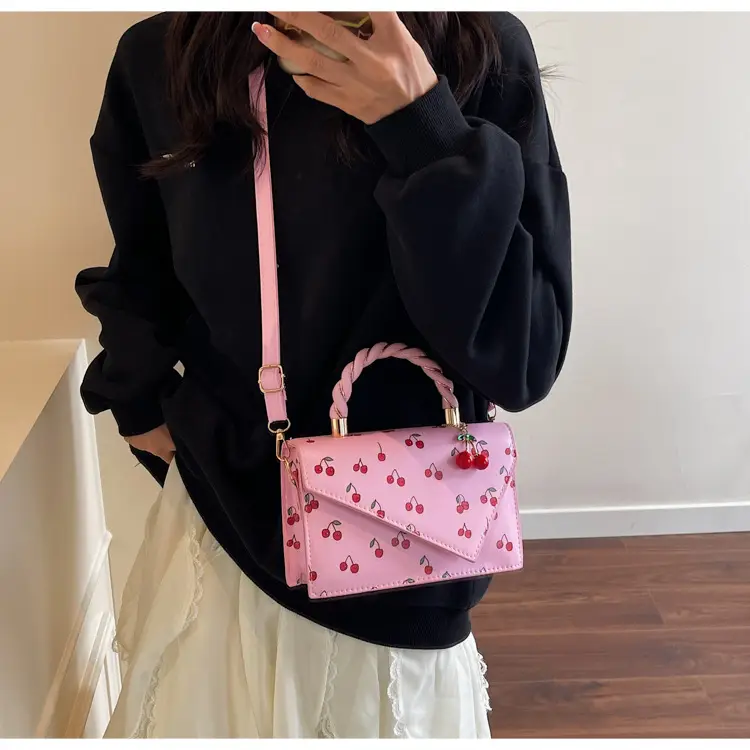 Pink Cherry Print Women Shoulder Bag 2025 — feature 11