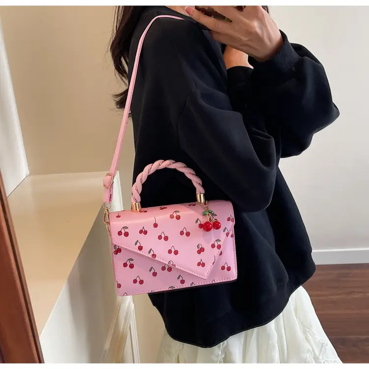 Pink Cherry Print Women Shoulder Bag 2025 — feature 12
