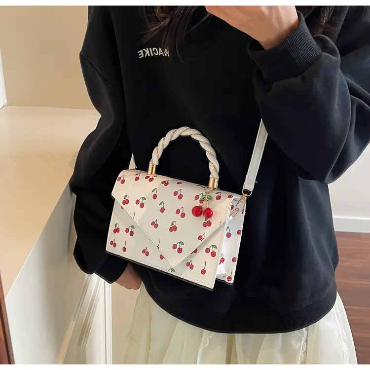 Pink Cherry Print Women Shoulder Bag 2025 — feature 13