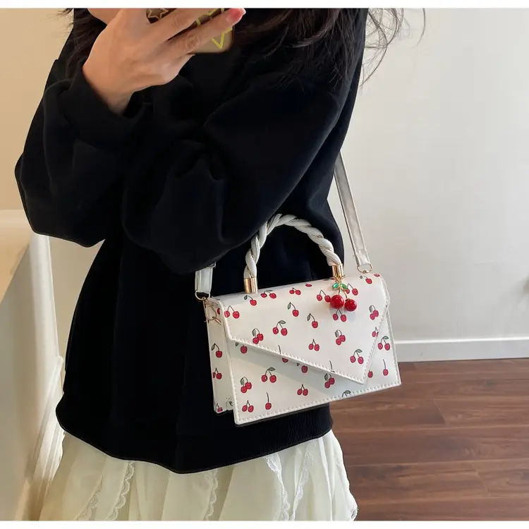 Pink Cherry Print Women Shoulder Bag 2025 — feature 14