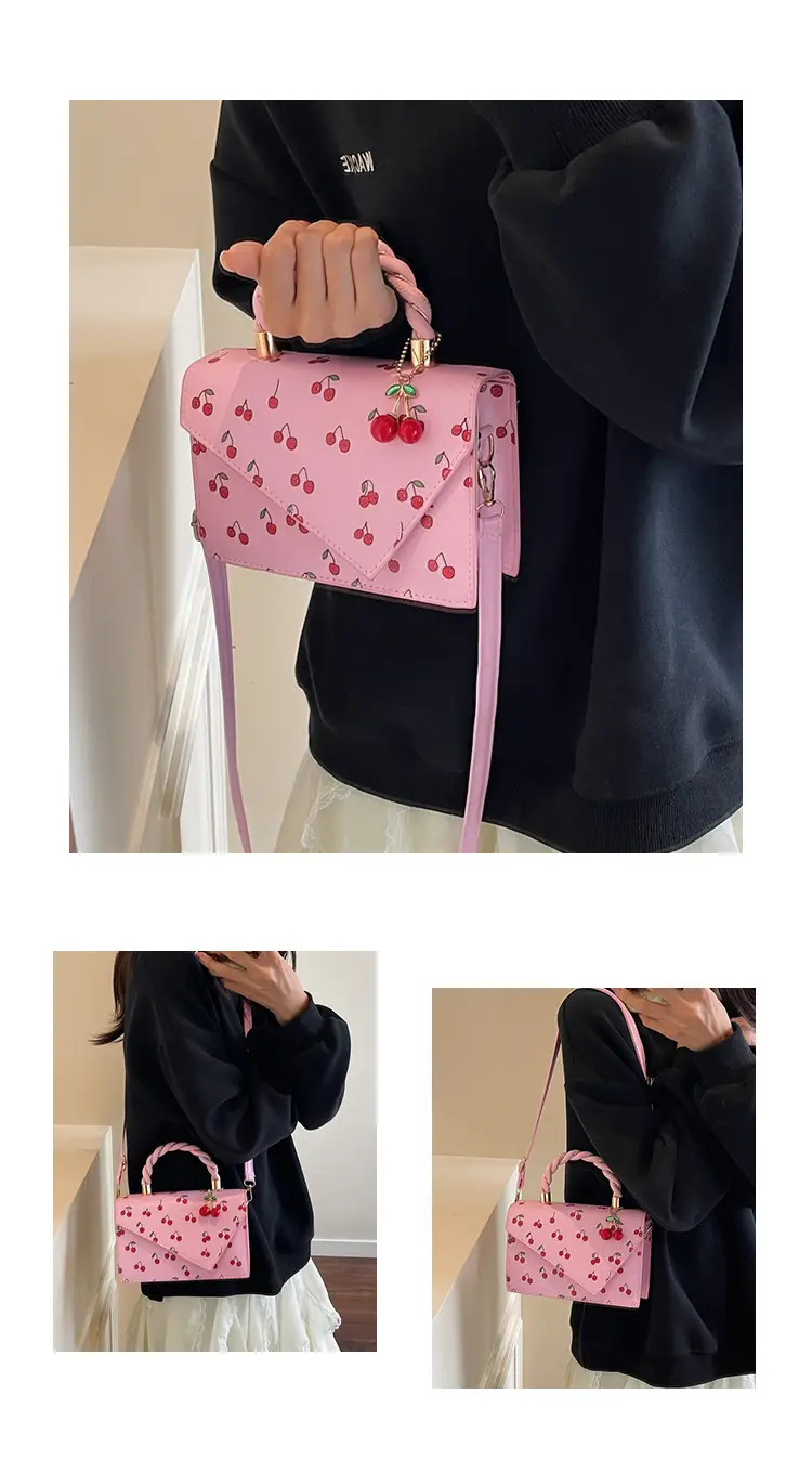 Pink Cherry Print Women Shoulder Bag 2025 — feature 19