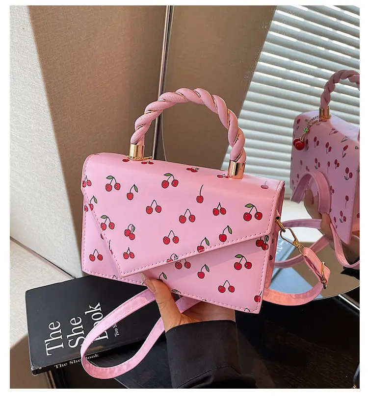 Pink Cherry Print Women Shoulder Bag 2025 — feature 2