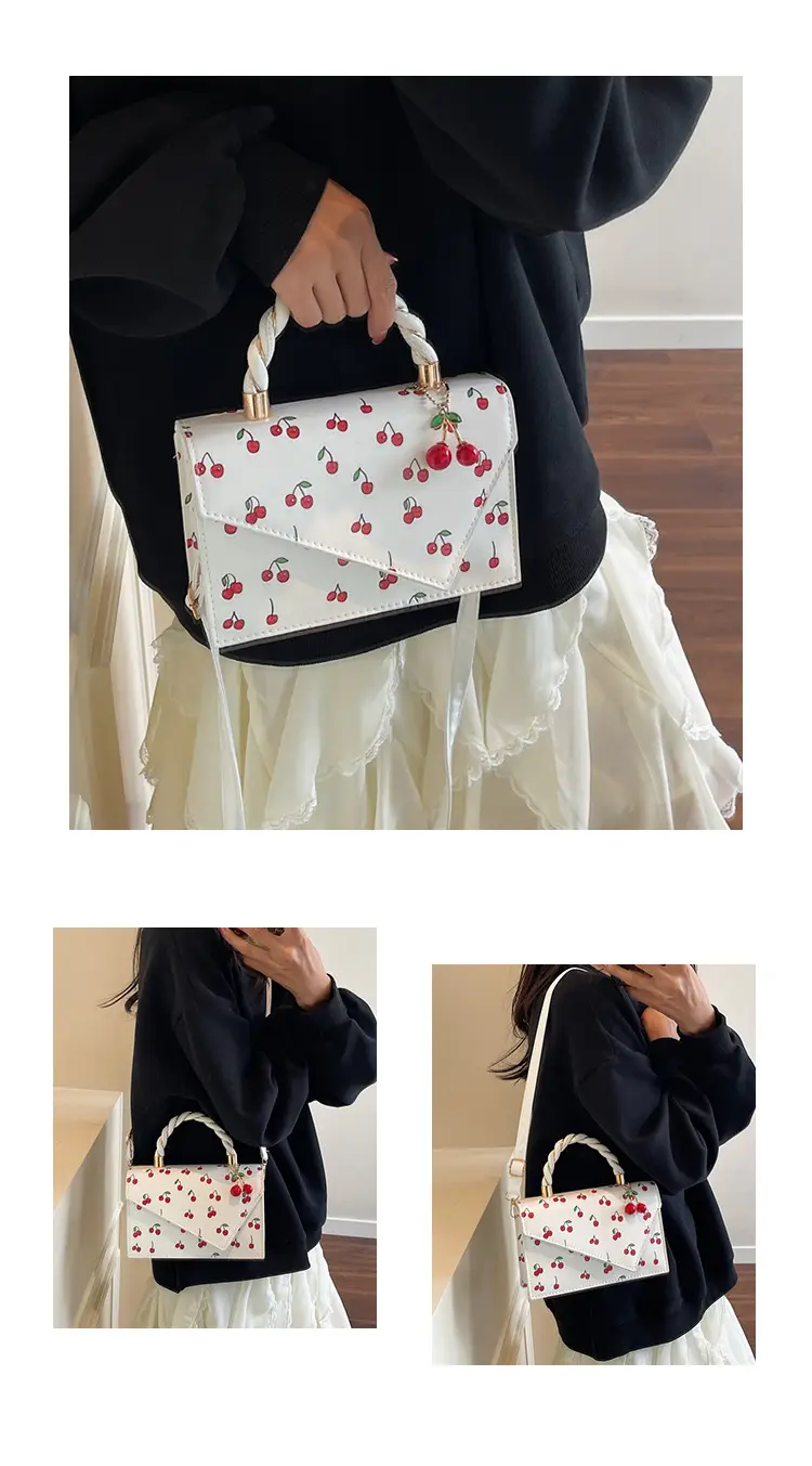 Pink Cherry Print Women Shoulder Bag 2025 — feature 22