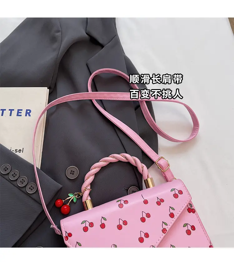 Pink Cherry Print Women Shoulder Bag 2025 — feature 4