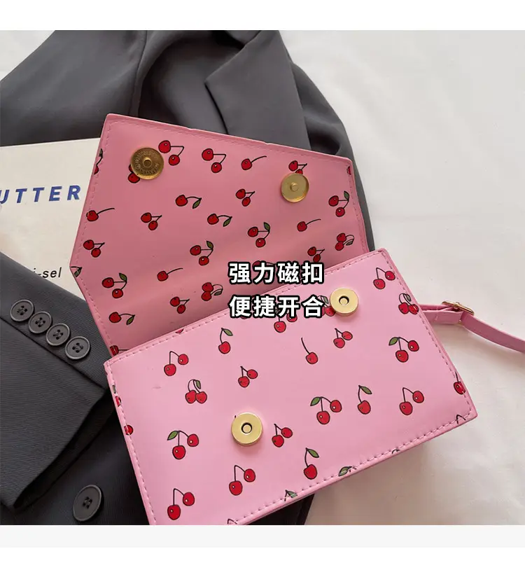 Pink Cherry Print Women Shoulder Bag 2025 — feature 6