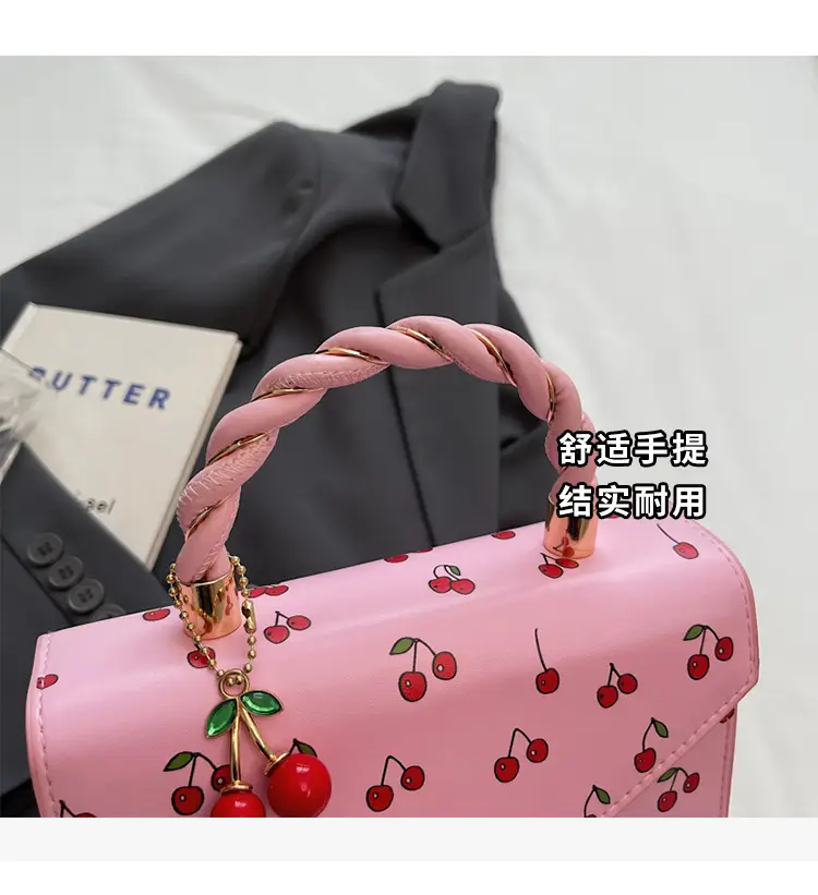 Pink Cherry Print Women Shoulder Bag 2025 — feature 7