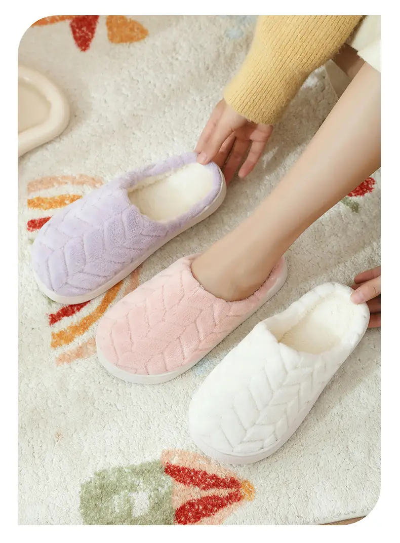 New Maple Leaf Cotton Slippers for Women, Autumn and Winter Indoor Home Non-Slip Couple Style Thick-Soled Plus Fleece Slippers for Men — feature 12
