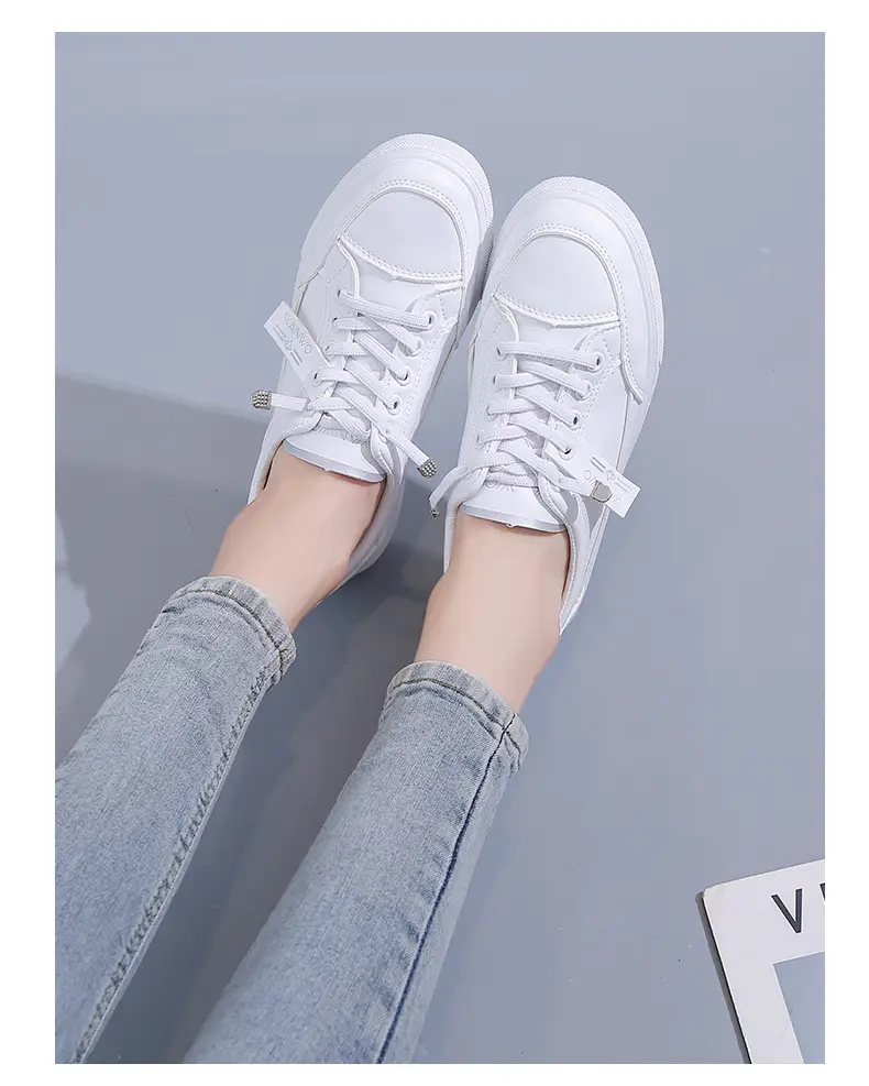 Women White Casual Leather Sneakers with Green Accent — feature 14