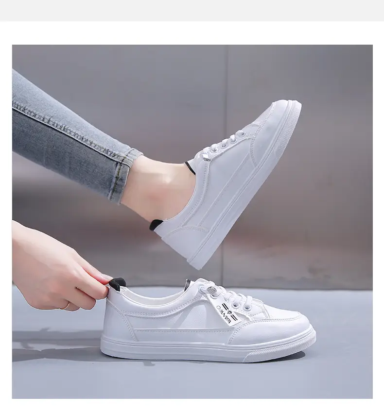 Women White Casual Leather Sneakers with Green Accent — feature 20