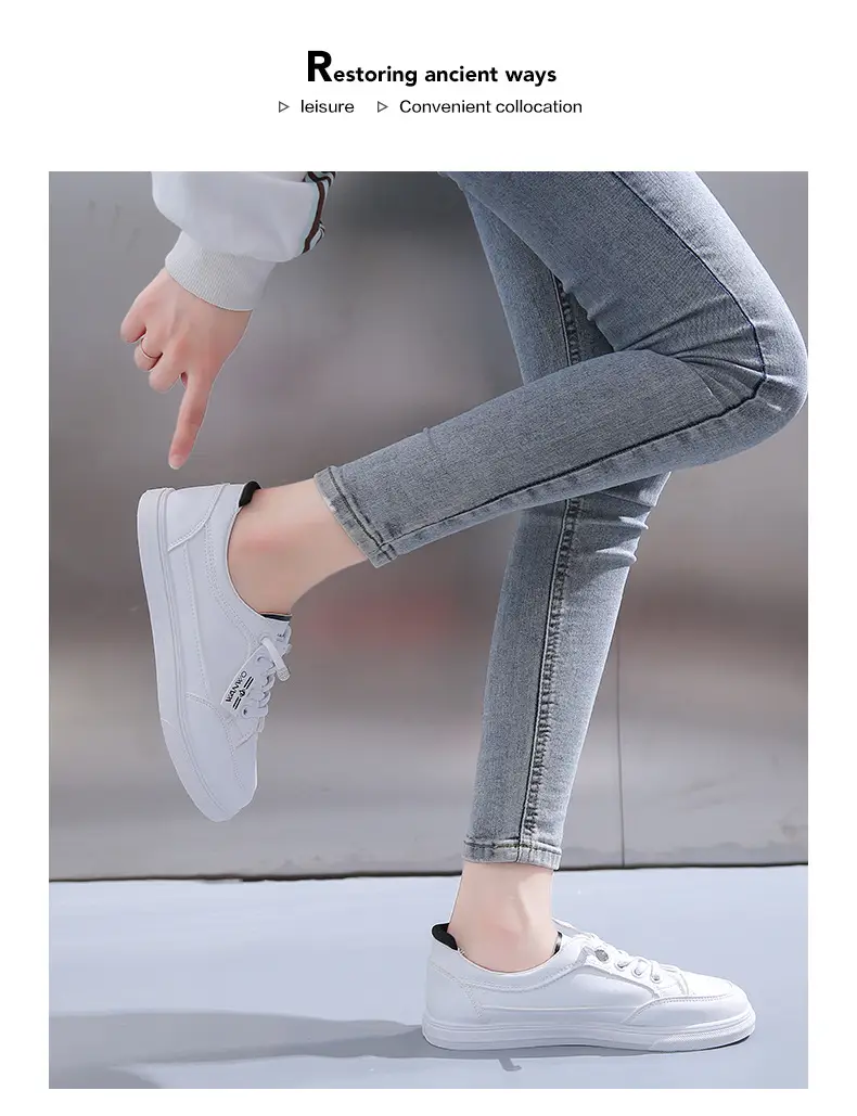 Women White Casual Leather Sneakers with Green Accent — feature 24