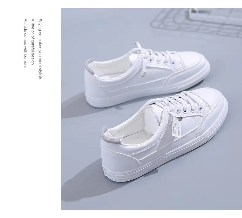 Women White Casual Leather Sneakers with Green Accent — feature 32