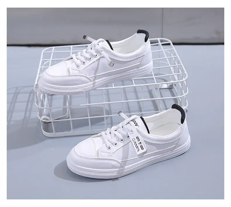Women White Casual Leather Sneakers with Green Accent — feature 37