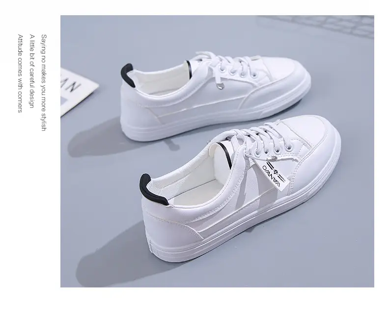 Women White Casual Leather Sneakers with Green Accent — feature 38