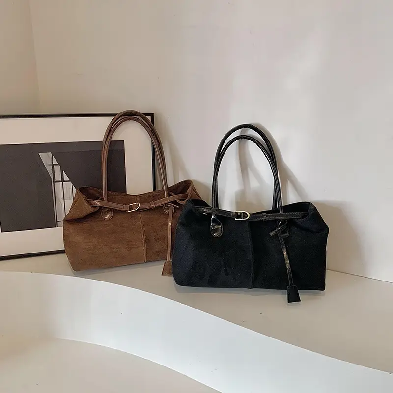 Brown Suede Large Capacity Women's Tote Bag - Image 6
