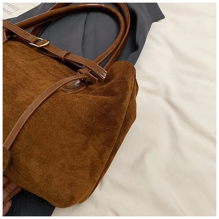 Brown Suede Large Capacity Women's Tote Bag — feature 8