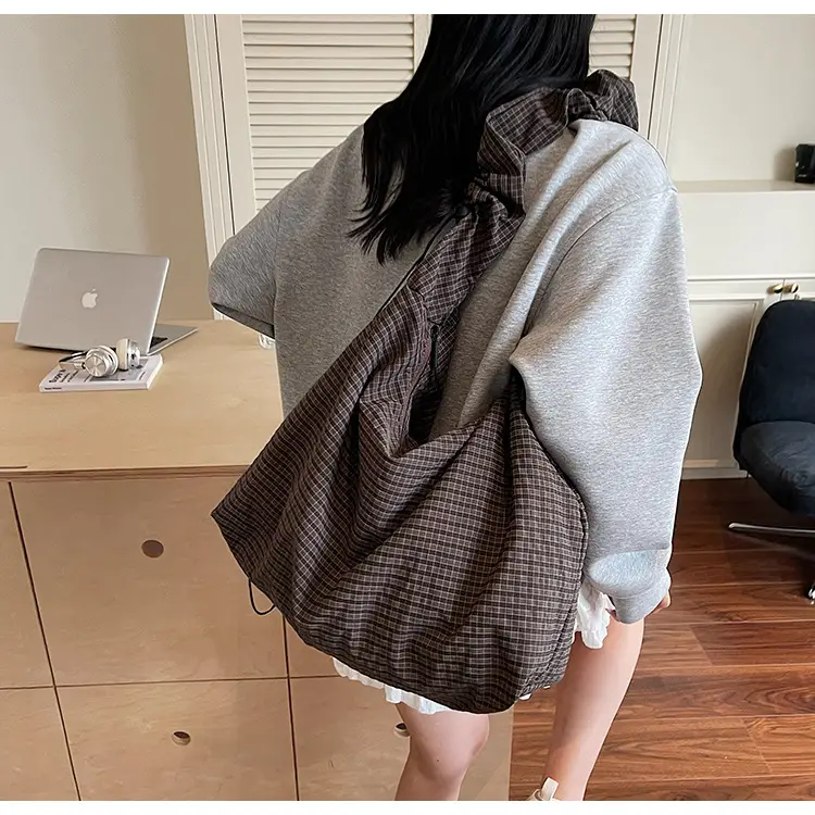 White Plaid Lazy Style Shoulder Bag for Women 2025 — feature 12