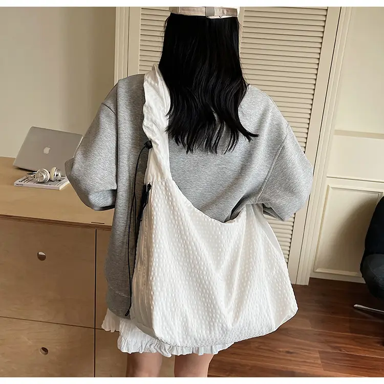 White Plaid Lazy Style Shoulder Bag for Women 2025 — feature 17