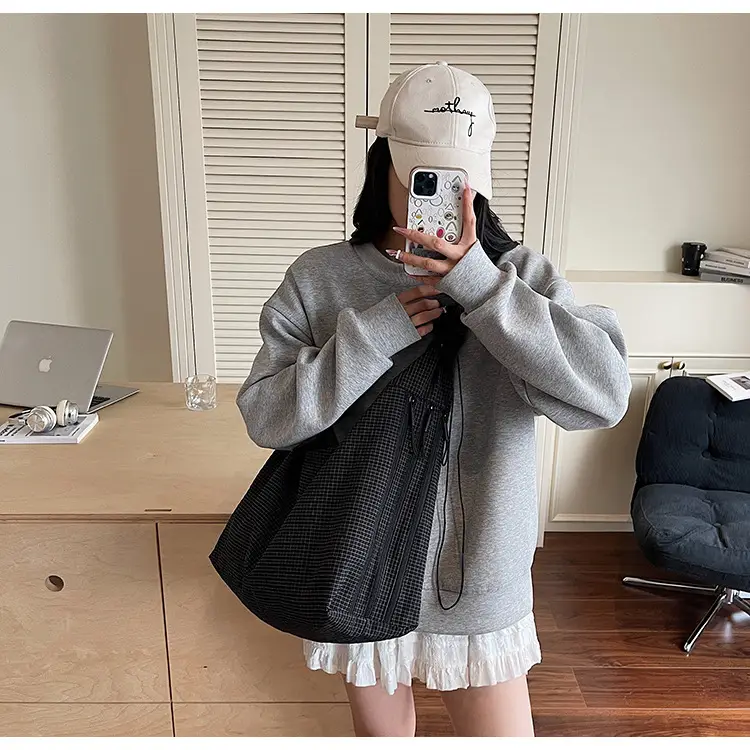 White Plaid Lazy Style Shoulder Bag for Women 2025 — feature 20
