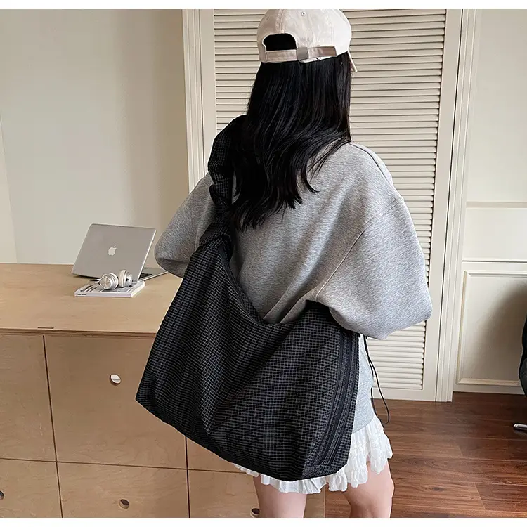 White Plaid Lazy Style Shoulder Bag for Women 2025 — feature 22