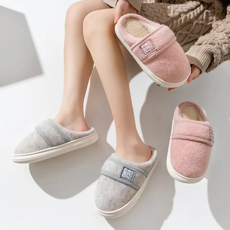 Winter Furry Cotton Slippers for Women Warm Thick Soled