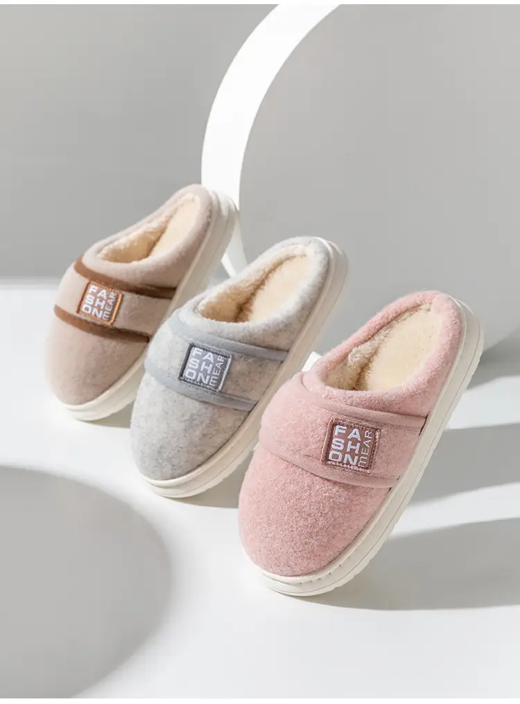 Winter Furry Cotton Slippers for Women Warm Thick Soled — feature 12