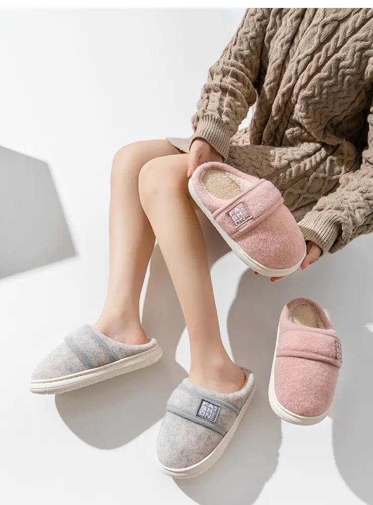 Winter Furry Cotton Slippers for Women Warm Thick Soled — feature 2