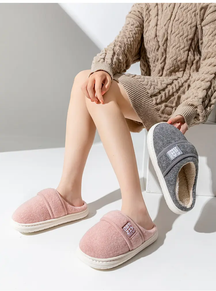 Winter Furry Cotton Slippers for Women Warm Thick Soled — feature 5