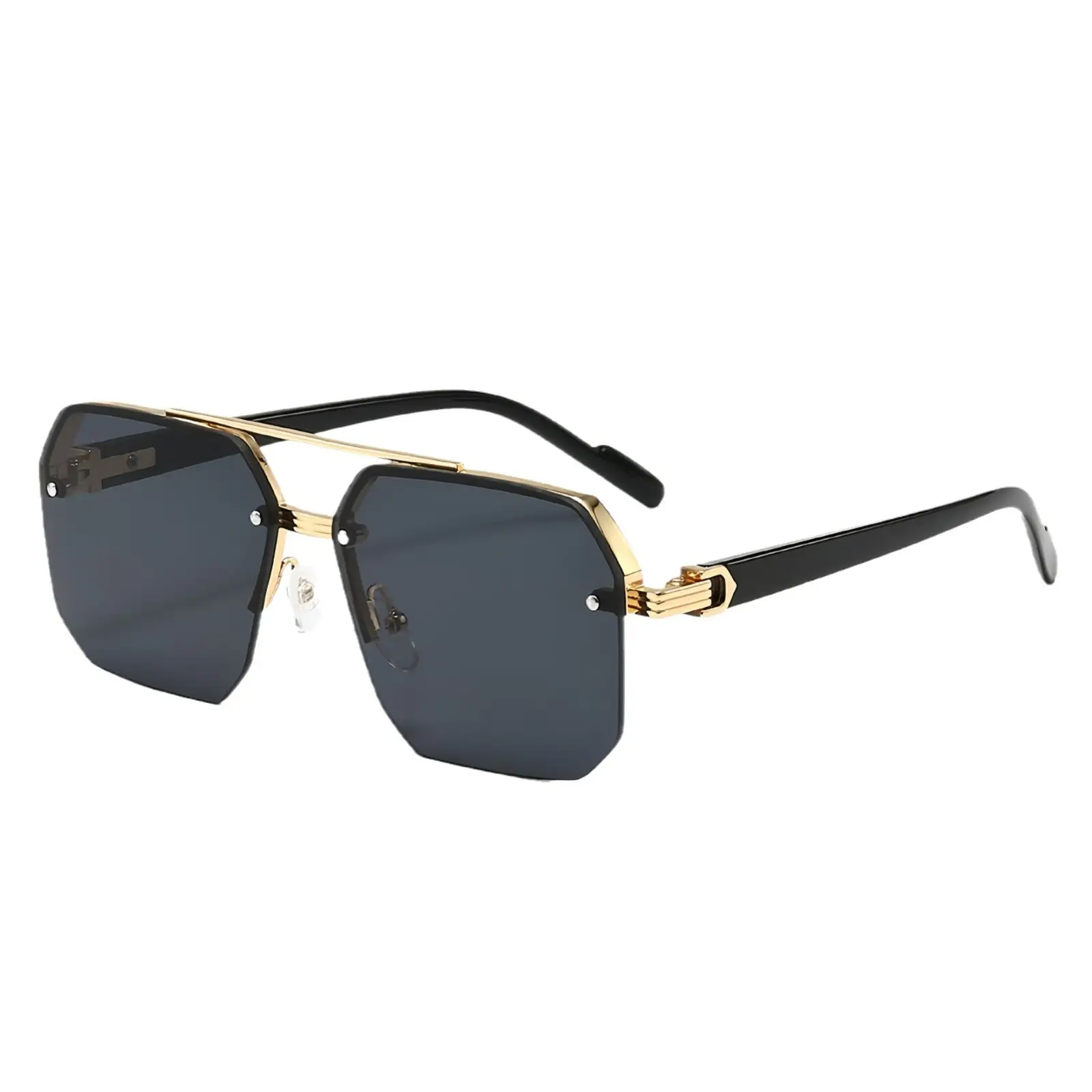 Men's Gradient UV400 Sunglasses Black Gold - Image 8