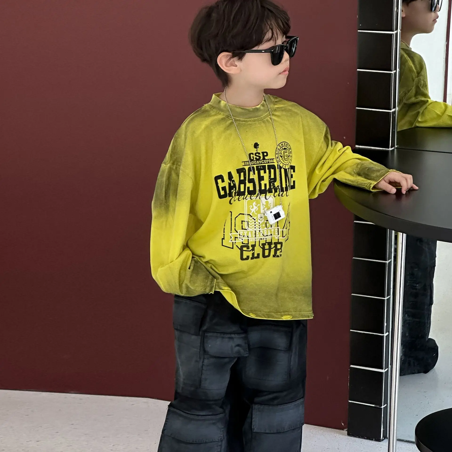 Boys Long Sleeve Yellow Graphic T-Shirt 2025 - Image 2