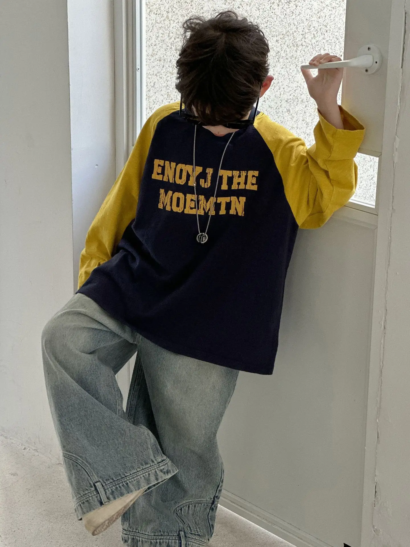 Boys Long Sleeve T-Shirt Navy Yellow 2025 Cotton - Image 5