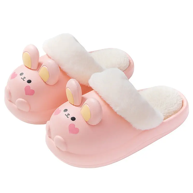 Cute Rabbit Cotton Slippers Women Winter Warm Waterproof