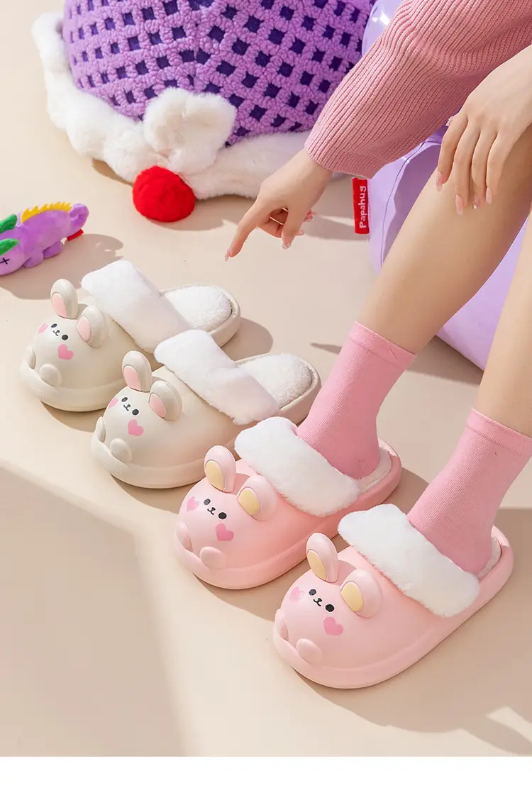 Cute Rabbit Cotton Slippers Women Winter Warm Waterproof — feature 14