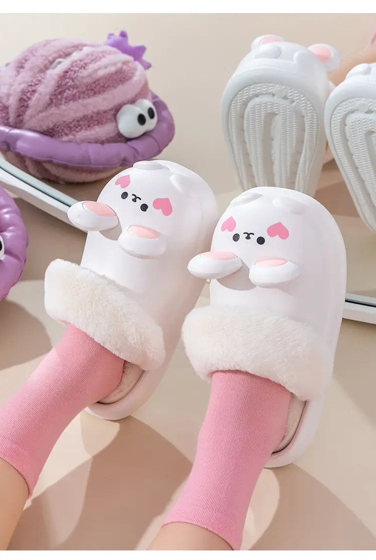 Cute Rabbit Cotton Slippers Women Winter Warm Waterproof — feature 15