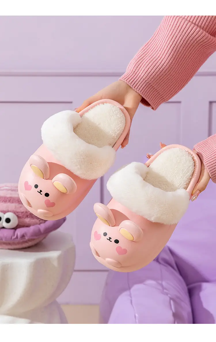 Cute Rabbit Cotton Slippers Women Winter Warm Waterproof — feature 16