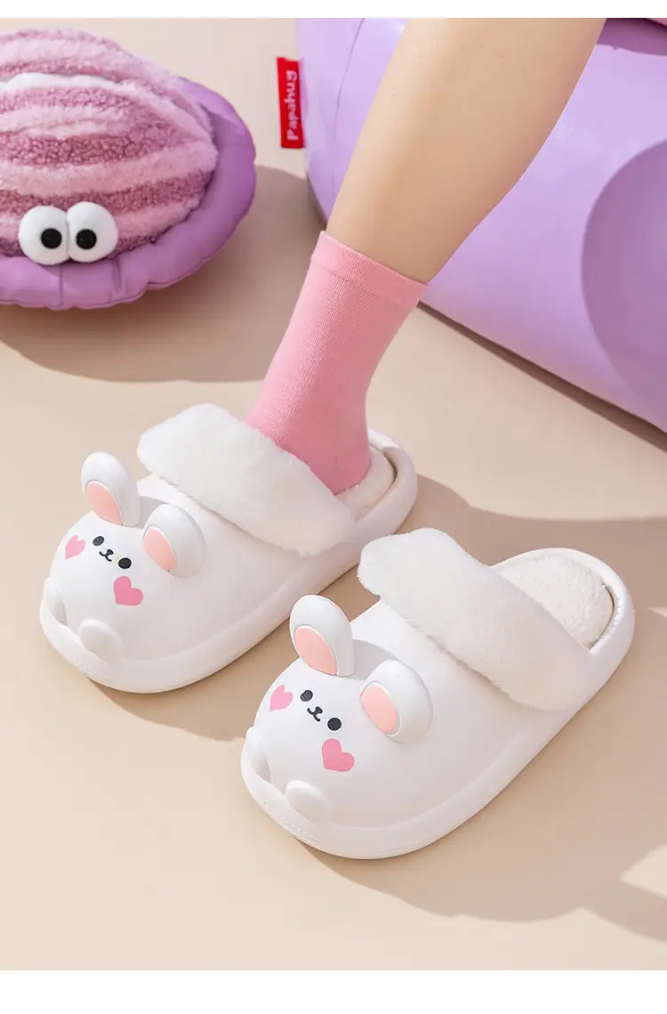 Cute Rabbit Cotton Slippers Women Winter Warm Waterproof — feature 17
