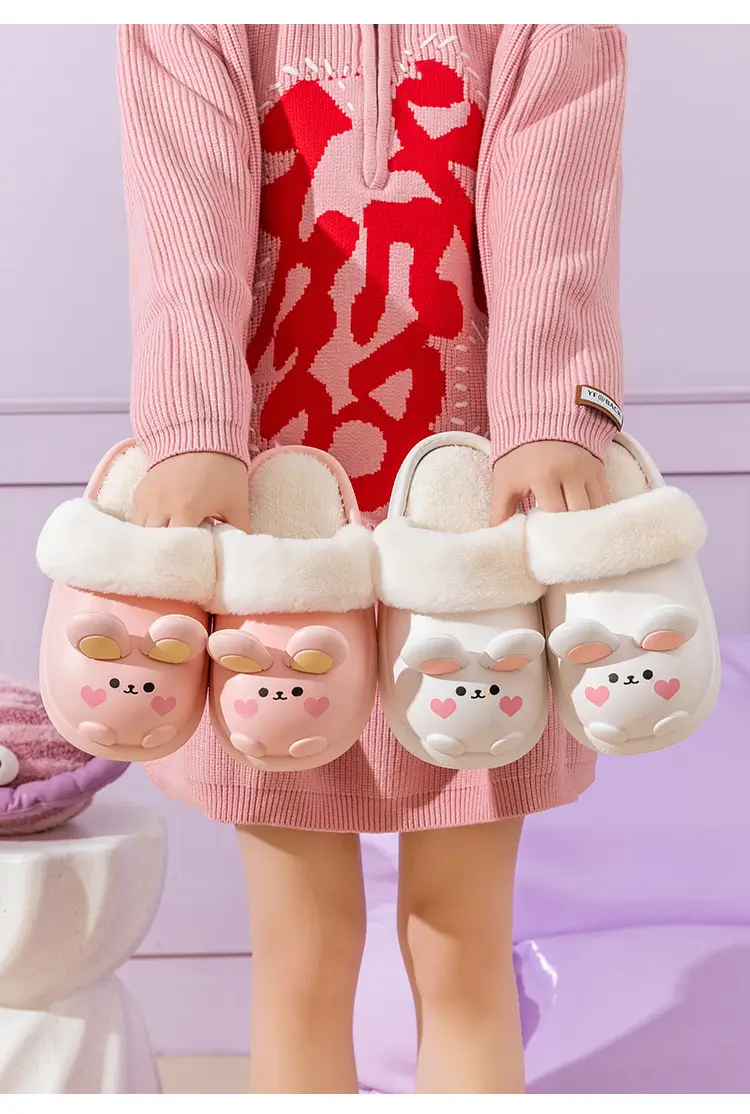 Cute Rabbit Cotton Slippers Women Winter Warm Waterproof — feature 18