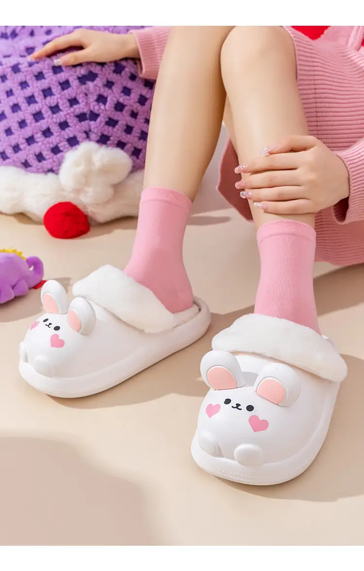 Cute Rabbit Cotton Slippers Women Winter Warm Waterproof — feature 19