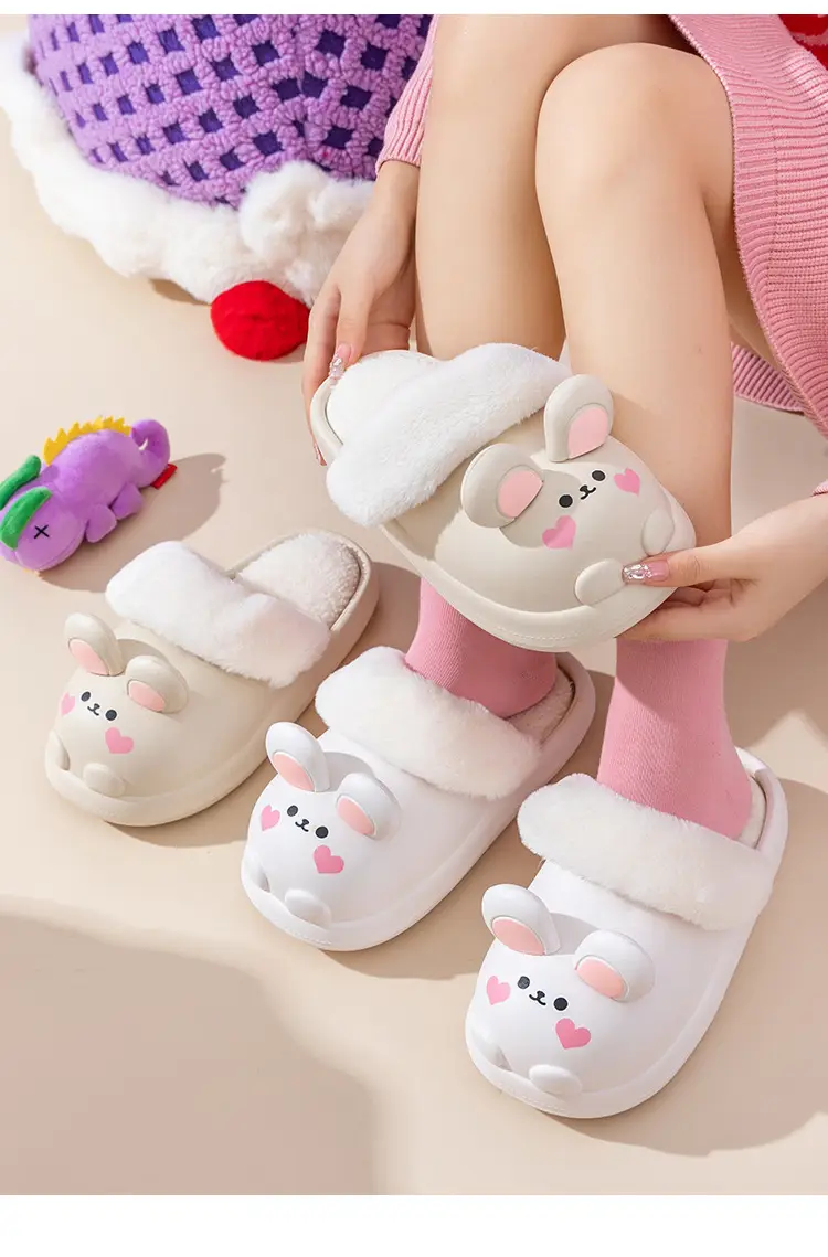 Cute Rabbit Cotton Slippers Women Winter Warm Waterproof — feature 20