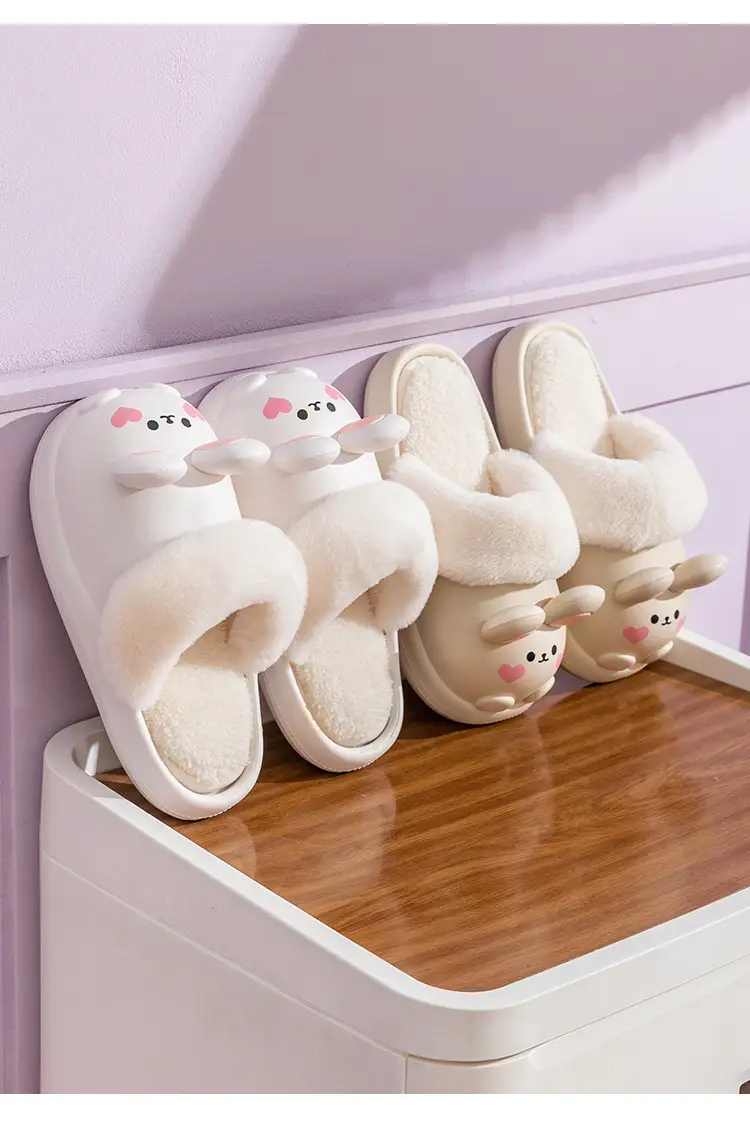 Cute Rabbit Cotton Slippers Women Winter Warm Waterproof — feature 21