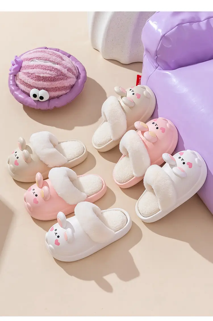 Cute Rabbit Cotton Slippers Women Winter Warm Waterproof — feature 22