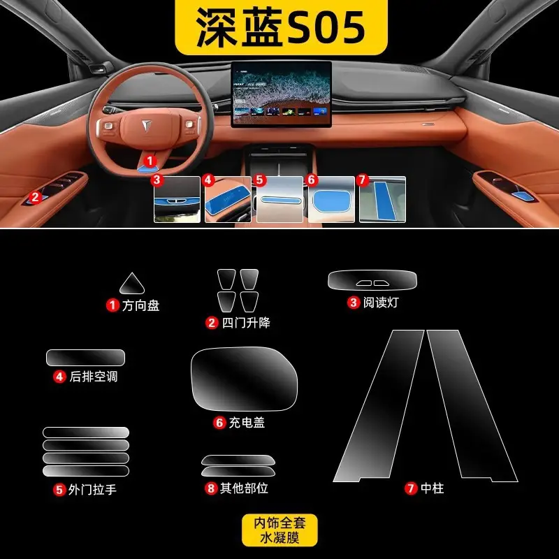 Suitable for Changan Deep Blue S05 Interior Screen Protection Tempered Film, Central Control Film, Car Interior Accessories, Modification Supplies