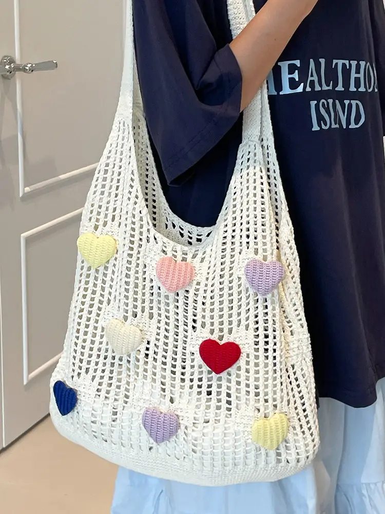 Women's Knitted Flower Tote Bag Large Capacity Summer 2025 - Image 9
