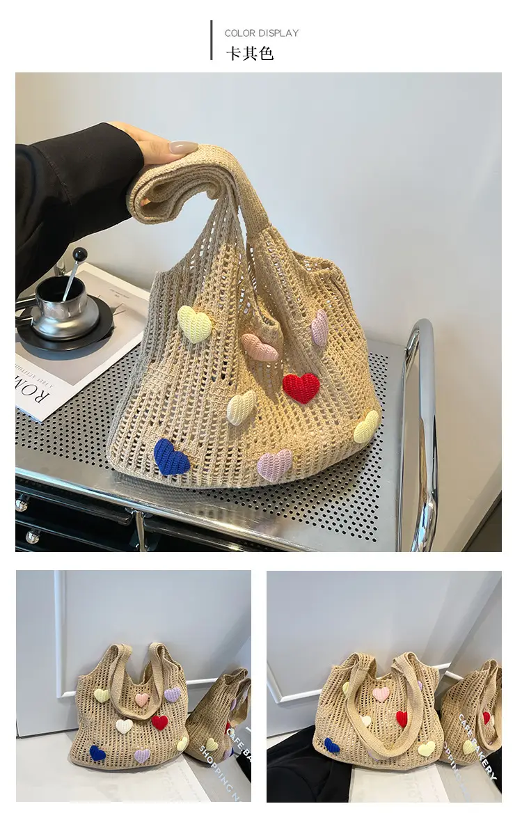 Women's Knitted Flower Tote Bag Large Capacity Summer 2025 — feature 12