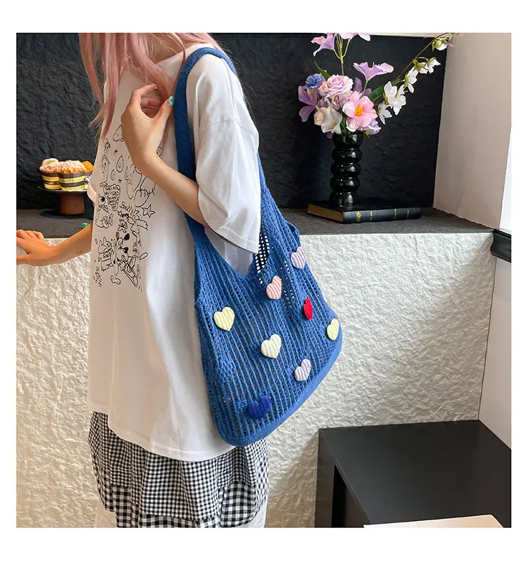 Women's Knitted Flower Tote Bag Large Capacity Summer 2025 — feature 16