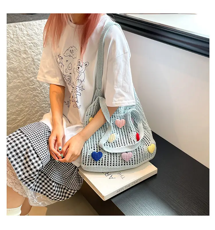 Women's Knitted Flower Tote Bag Large Capacity Summer 2025 — feature 18
