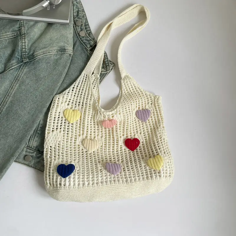 Women's Knitted Flower Tote Bag Large Capacity Summer 2025 - Image 2