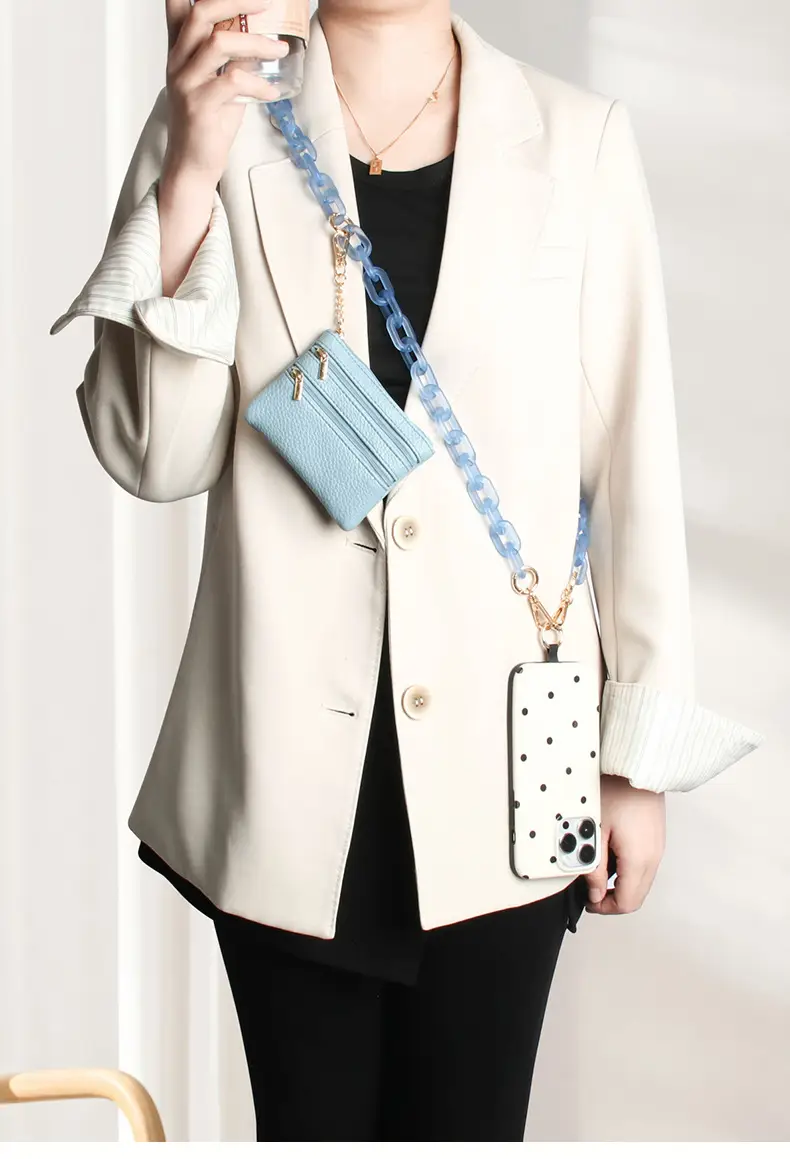 Blue Acrylic Chain Crossbody Bag Strap for Women — feature 1